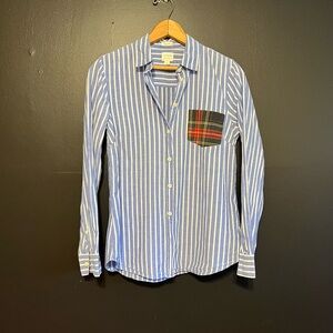 J. Crew Striped Shirt with Plaid Pocket